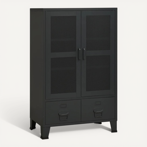 Coffre De Rangement Industriel Noir 70x40x115 Cm Métal