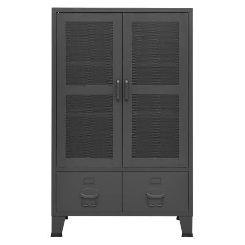 Coffre De Rangement Industriel Anthracite 70x40x115 Cm Métal