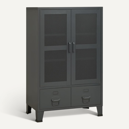 Coffre De Rangement Industriel Anthracite 70x40x115 Cm Métal