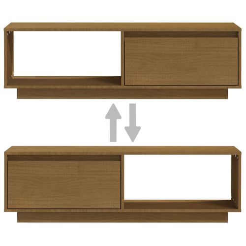 Meuble TV Marron Miel 110x30x33,5 Cm Bois De Pin Massif