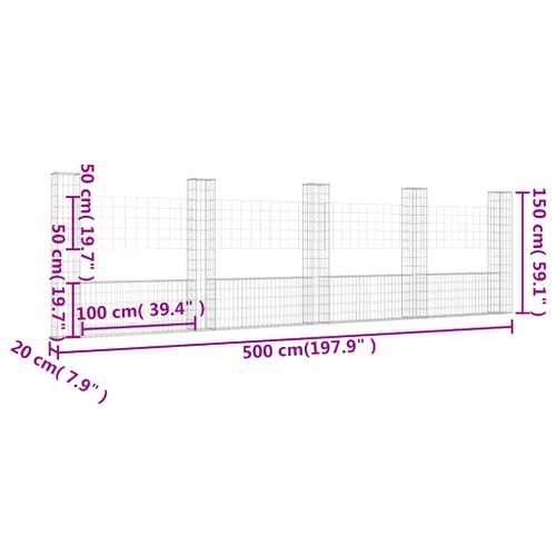 Panier Gabion En Forme De U Avec Poteaux En Fer Résistant Aux Intempéries Et Maille Soudée