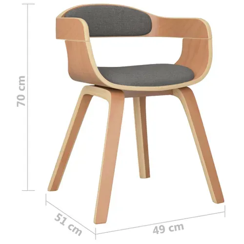 Chaise À Manger Lot De 2 Gris Clair Bois Courbé Et Tissu