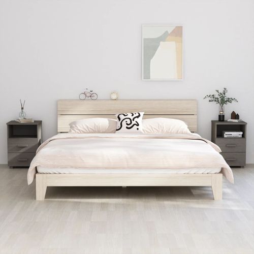 Tables De Chevet Hamar 2 Pièces Gris Clair 40x35x62 Cm Bois Massif