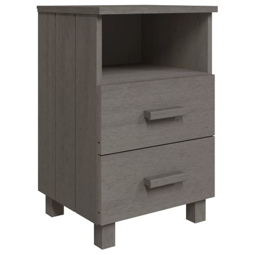 Tables De Chevet Hamar 2 Pièces Gris Clair 40x35x62 Cm Bois Massif
