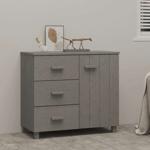 Buffet Hamar Gris Clair 90x40x80 Cm Bois Massif De Pin