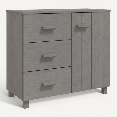 Buffet Hamar Gris Clair 90x40x80 Cm Bois Massif De Pin