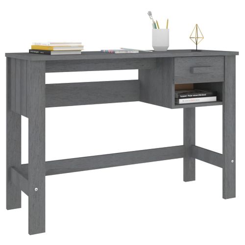 Bureau Hamar Gris Foncé 110x40x75 Cm Bois Massif De Pin
