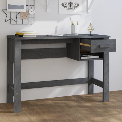 Bureau Hamar Gris Foncé 110x40x75 Cm Bois Massif De Pin