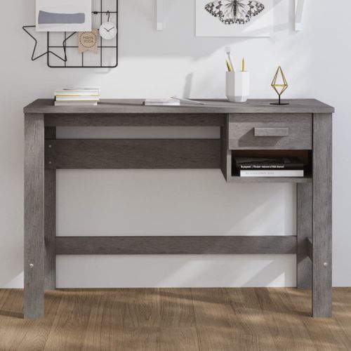 Bureau Hamar Gris Clair 110x40x75 Cm Bois Massif De Pin
