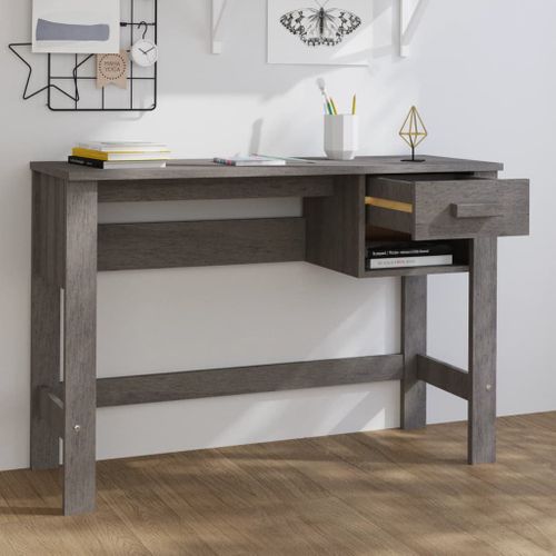 Bureau Hamar Gris Clair 110x40x75 Cm Bois Massif De Pin