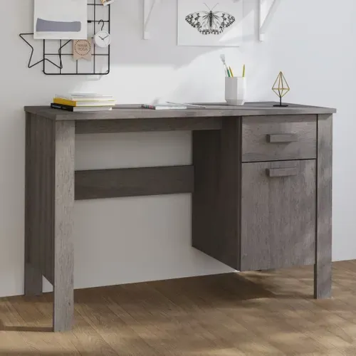 Bureau Hamar Gris Clair 113x50x75 Cm Bois Massif De Pin