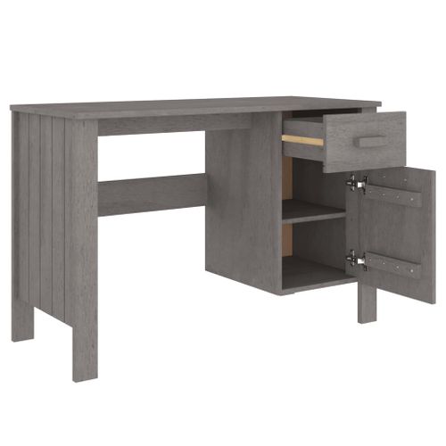 Bureau Hamar Gris Clair 113x50x75 Cm Bois Massif De Pin