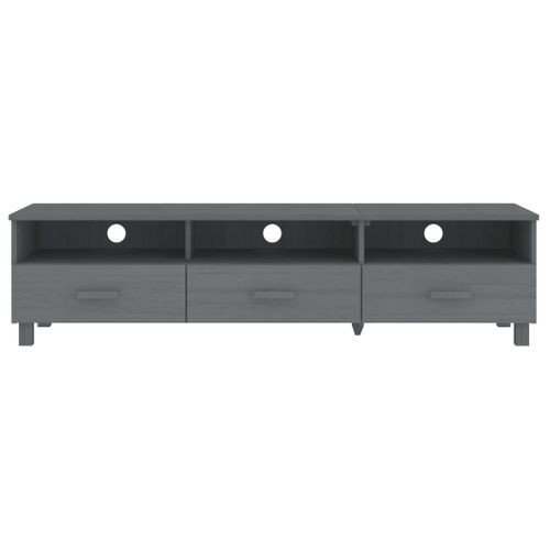 Meuble TV Hamar Gris Foncé 158x40x40 Cm Bois Massif De Pin