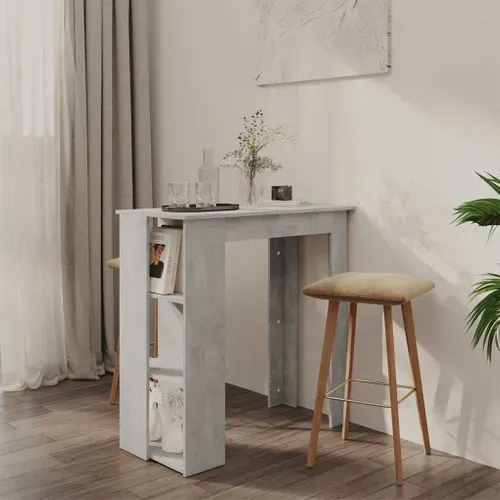 Table De Bar Avec étagère Gris Béton Bois Contreplaqué