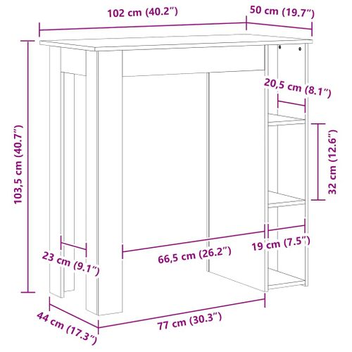 Table De Bar Avec étagère Gris Béton Bois Contreplaqué