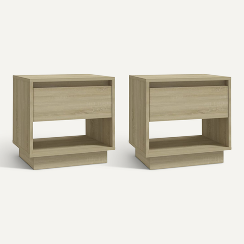 Tables De Chevet 2 Pièces Chêne Sonoma 45x34x44 Cm Bois Contreplaqué