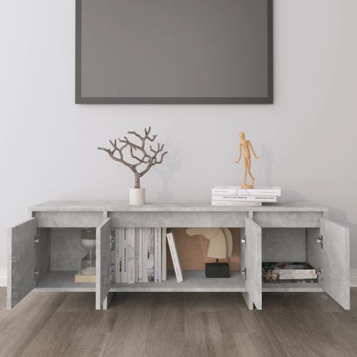 Meuble TV Gris Béton 120x30x40,5 Cm Bois Contreplaqué
