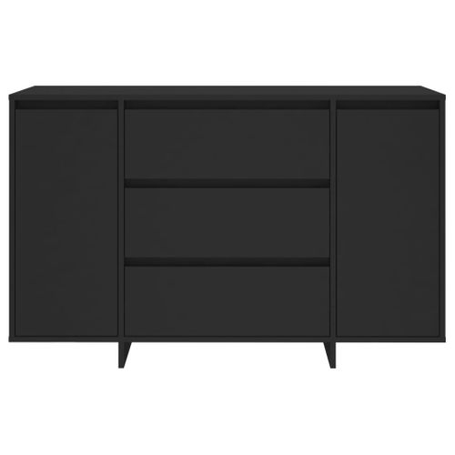 Buffet Avec 3 Tiroirs Noir 120x41x75 Cm Bois Contreplaqué