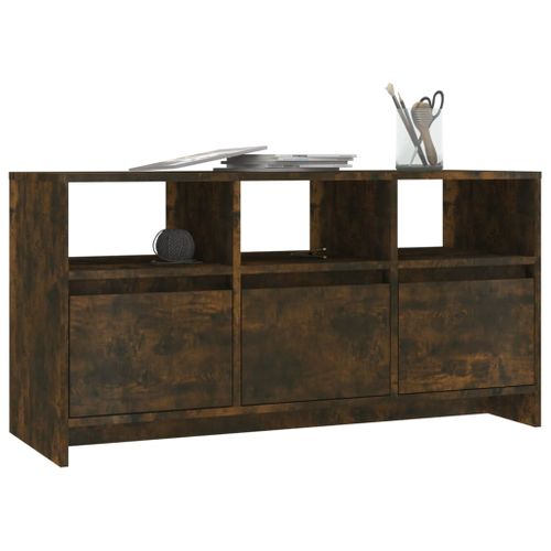 Meuble TV Chêne Fumé 102x37,5x52,5 Cm Bois Contreplaqué