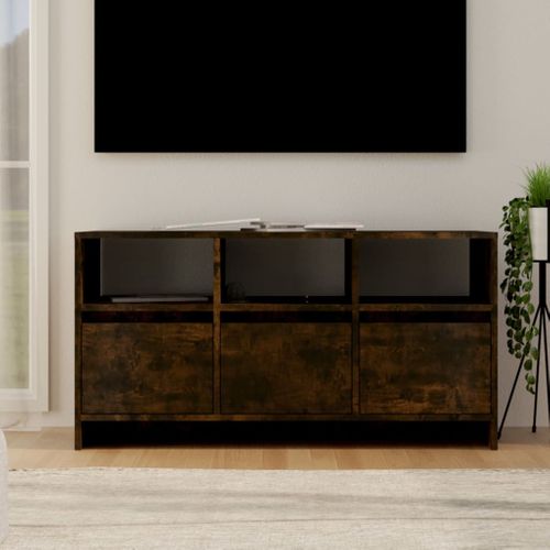 Meuble TV Chêne Fumé 102x37,5x52,5 Cm Bois Contreplaqué