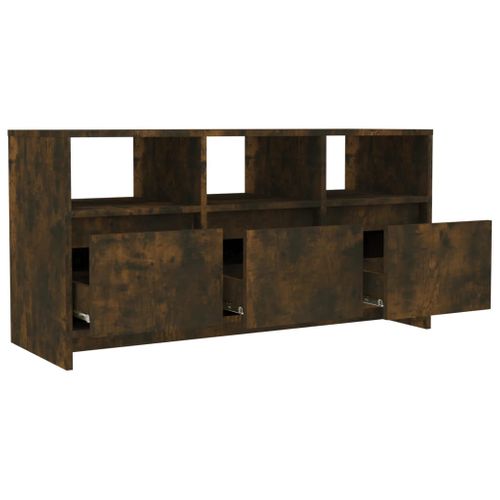 Meuble TV Chêne Fumé 102x37,5x52,5 Cm Bois Contreplaqué