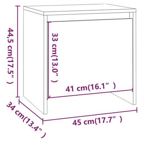Table De Chevet Sonoma Gris 45x34x44,5 Cm Bois Contreplaqué