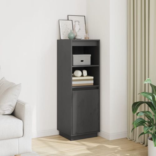 Buffet Haut Gris 37x34x110 Cm Bois Massif De Pin