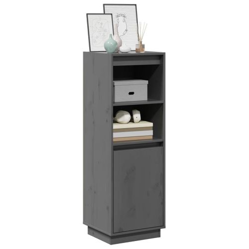 Buffet Haut Gris 37x34x110 Cm Bois Massif De Pin