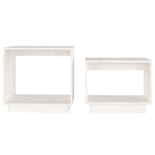 Tables Basses Gigognes 2 Pièces Blanc Bois De Pin Massif