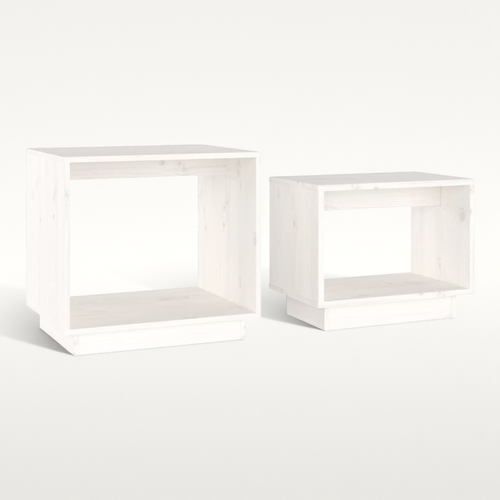 Tables Basses Gigognes 2 Pièces Blanc Bois De Pin Massif