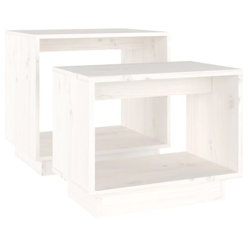 Tables Basses Gigognes 2 Pièces Blanc Bois De Pin Massif