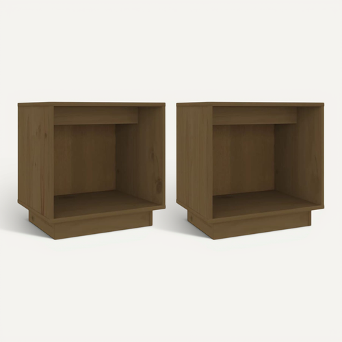 Tables De Chevet 2pcs Marron Miel 40x30x40cm Bois De Pin Solide