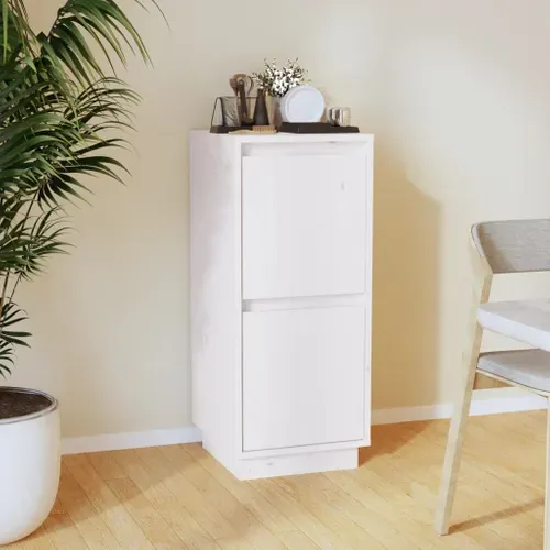 Buffet Blanc 31,5x34x75 Cm Bois Massif De Pin