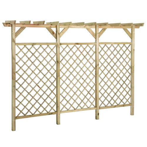 Clôture Treillis De Jardin 300x50x200 Cm Pin Imprégné Avec Dessus Pergola
