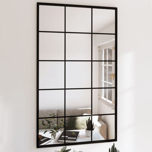 Miroir Mural 100x60 Cm Métal Noir Cadre Fixation