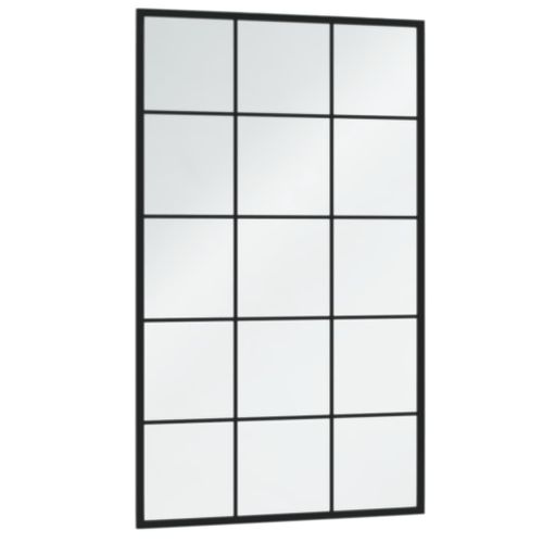 Miroir Mural 100x60 Cm Métal Noir Cadre Fixation