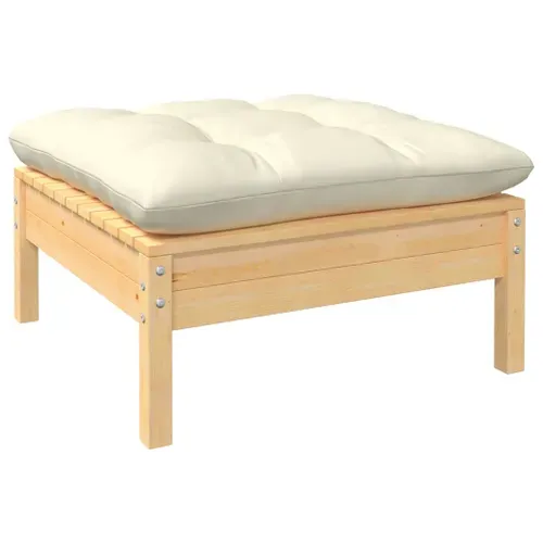 Salon De Jardin 8 Pièces Avec Coussins Crème Bois De Pin Massif Modulaire