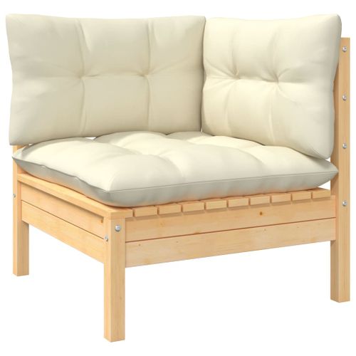 Salon De Jardin 8 Pièces Avec Coussins Crème Bois De Pin Massif Modulaire