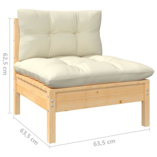 Salon De Jardin 8 Pièces Avec Coussins Crème Bois De Pin Massif Modulaire
