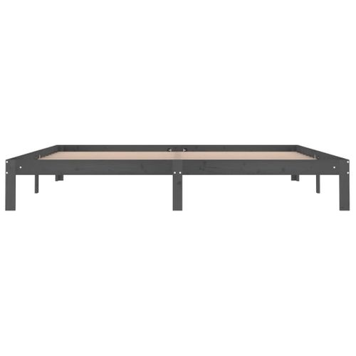Cadre De Lit Sans Matelas Bois Massif De Pin Gris 200x200 Cm