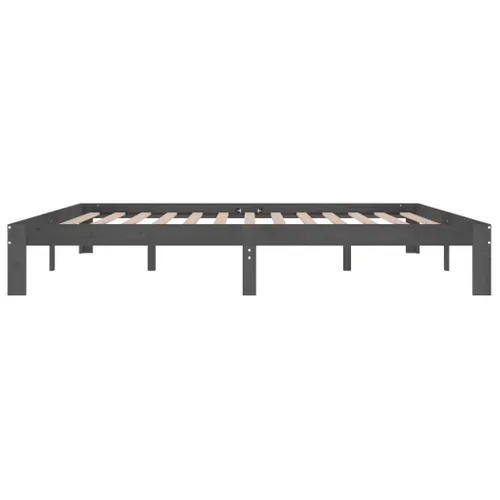 Cadre De Lit Sans Matelas Bois Massif De Pin Gris 200x200 Cm