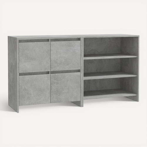 Buffets 2 Pièces Gris Béton Bois Contreplaqué
