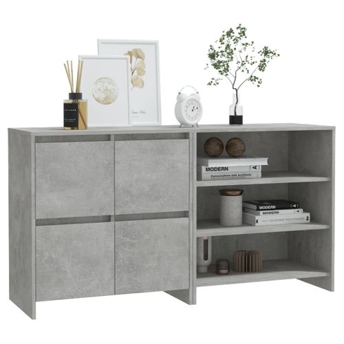 Buffets 2 Pièces Gris Béton Bois Contreplaqué