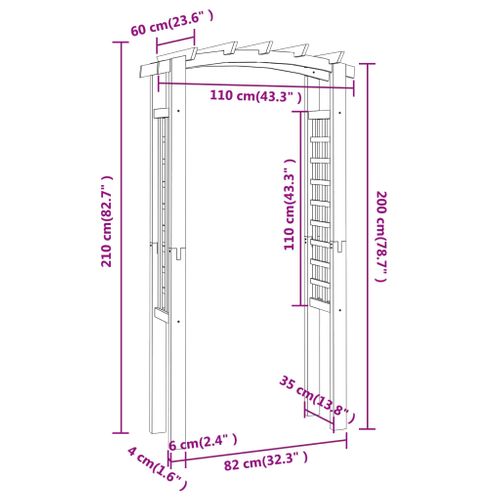 Arche En Treillis 110x60x210 Cm Bois De Pin Massif Imprégné