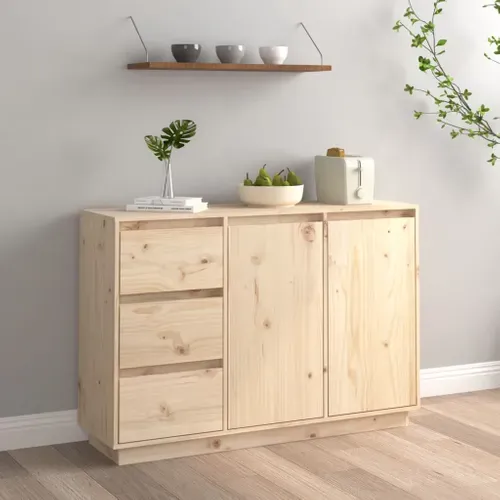 Buffet Avec 2 Portes et 3 Tiroirs 111x34x75 Cm Bois Massif Pin