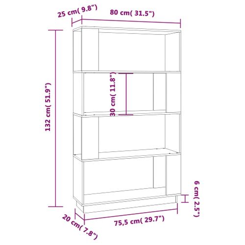 Etagère/séparateur De Pièce Gris 80x25x132 Cm Pin Massif