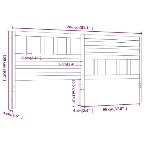 Tête De Lit 206x4x100 Cm Bois Massif De Pin
