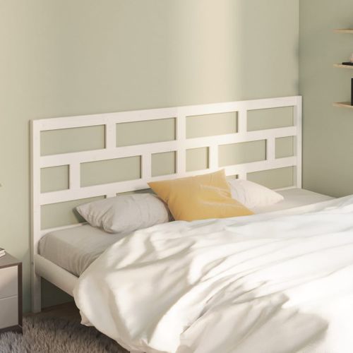 Tête De Lit Blanc 206x4x100 Cm Bois Massif De Pin