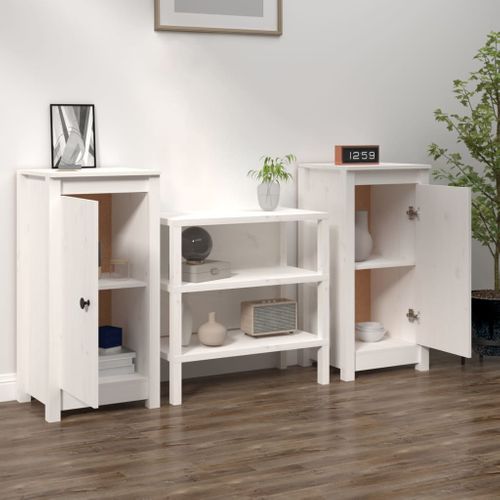 Buffets 2 Pièces Blanc 39x35x80 Cm Bois Massif De Pin