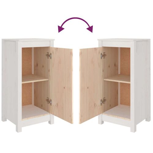Buffets 2 Pièces Blanc 39x35x80 Cm Bois Massif De Pin